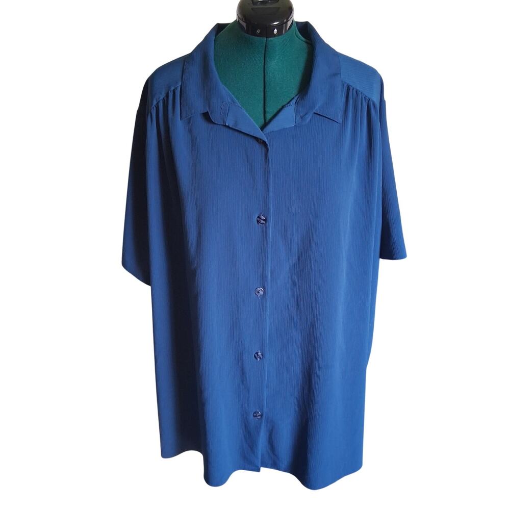 Vintage A Personal Touch 4X Blue Oversized Button Front Tunic Made USA